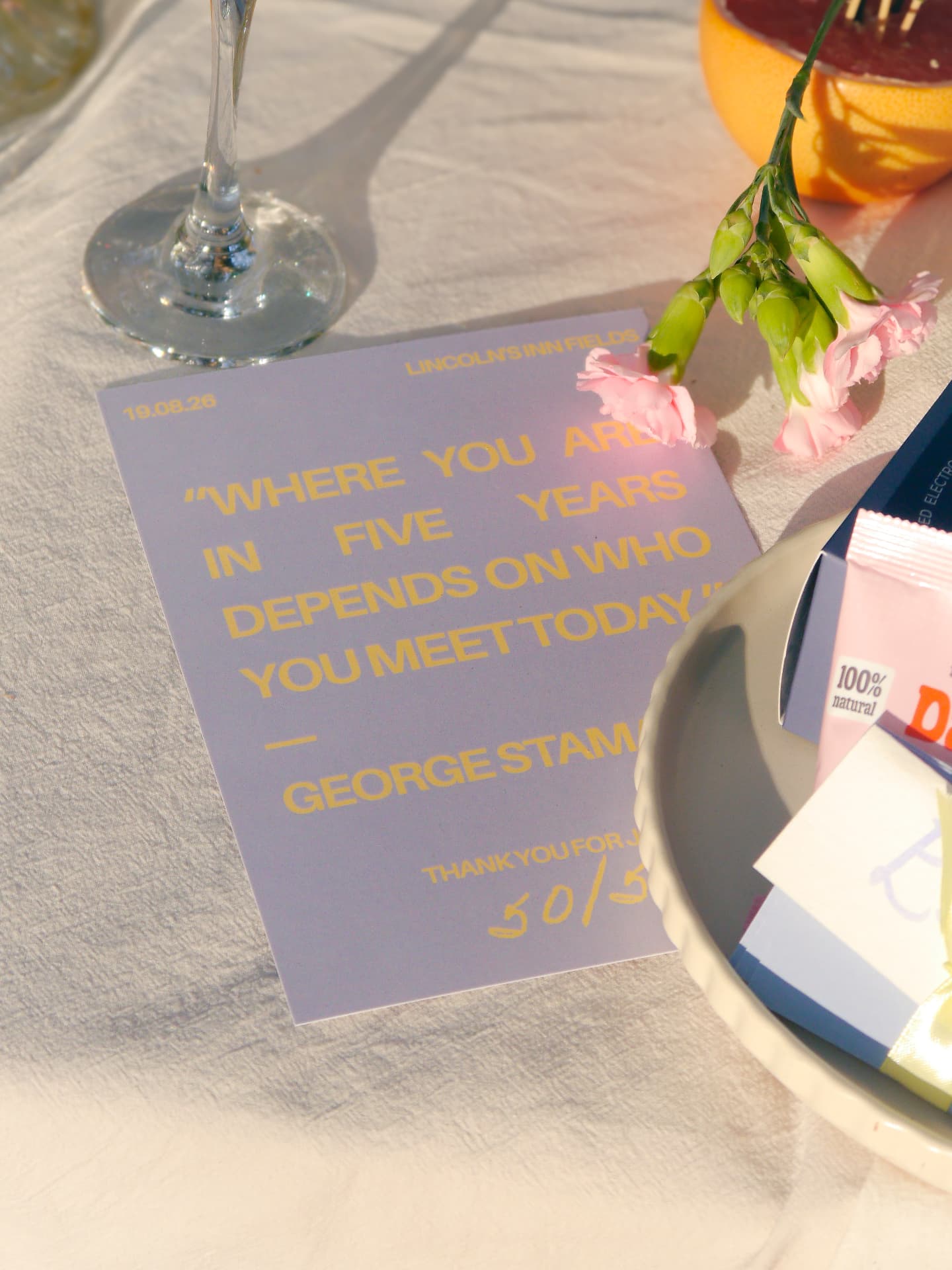 her.arca event card reading: where you are in five years depends on who you meet today